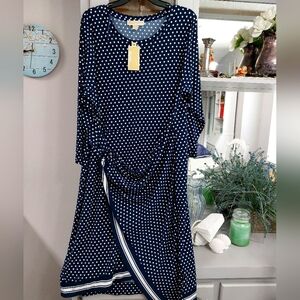 Michael Kors Navy White Polka Dot Dress 2X NWT
